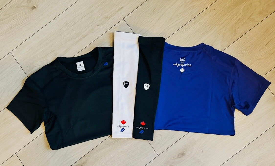 custom compression shirt black and custom compression arm sleeves white and black