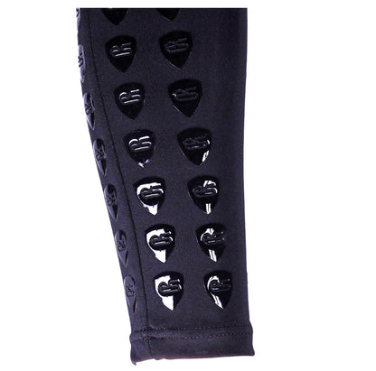 silicone anti-fumble grips on the compression arm sleeve for ball control