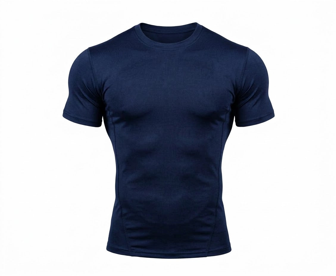 Unisex Navy blue compression football shirt for adult athletes