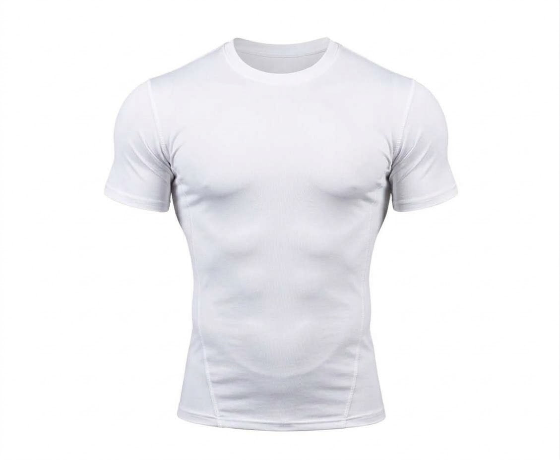 White Unisex dri-fit compression shirt for training and sports