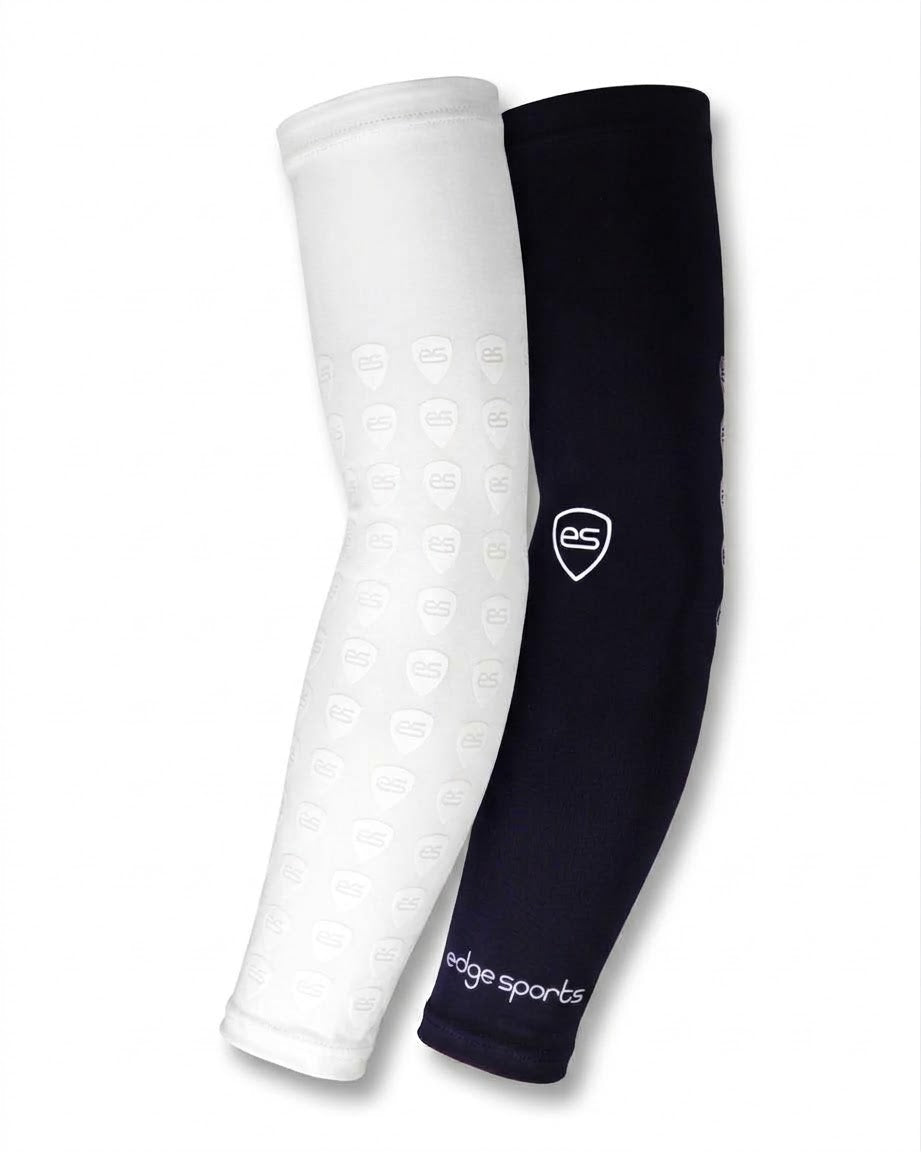 black and white full arm compression sleeve for football with anti-fumble grip