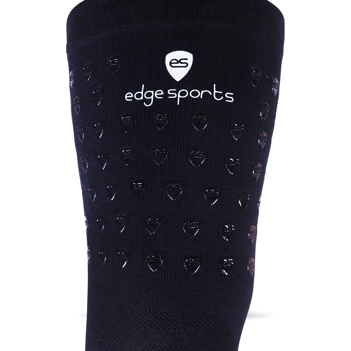 black compression knee sleeve with edge shield grips