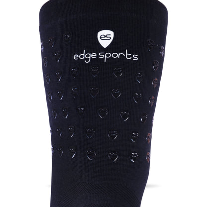 black compression knee sleeve with edge shield grips